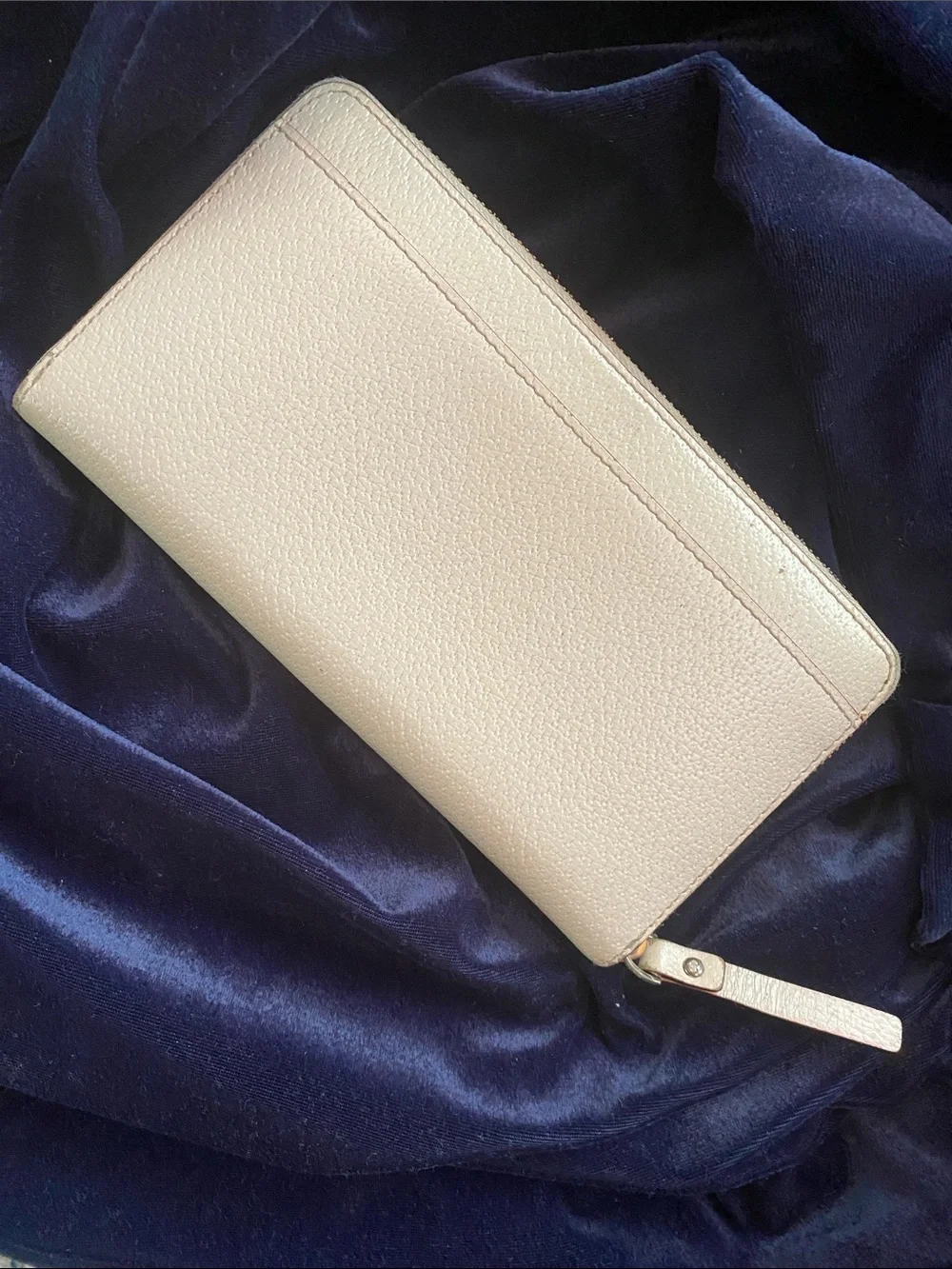 kate spade cream pebbled leather zip-around clutch wallet